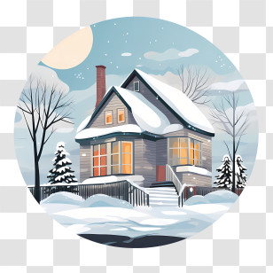 Winter House - Snow-Covered House In A Winter Night Transparent PNG