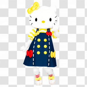 Hello Mimmy - White Cat Cartoon Character With Bow Transparent PNG