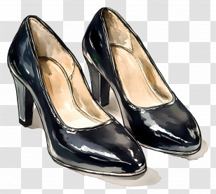 Black Heeled Shoe - Black High Heels Illustration Transparent PNG