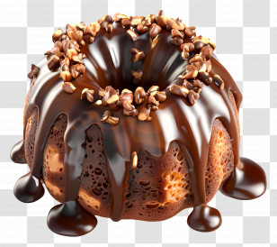 Nutty Lava Cake - Rich Chocolate Bundt Cake With Dripping Glaze Transparent PNG