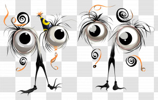 Cute Eyeballs - Quirky Cartoon Eyes With Party Hats Transparent PNG