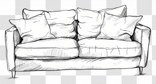 Sofa - Sketch Of Comfortable Sofa Transparent PNG