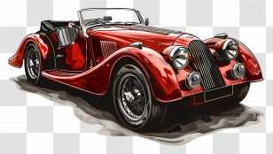 Red Car - Vintage Red Convertible Car Transparent PNG