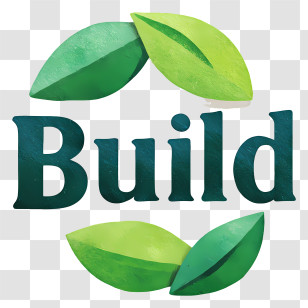 Build Logo - Build Logo With Green Leaves Transparent PNG