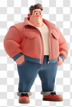 Plump Man - Man In Red Jacket Transparent PNG