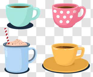 Colorful Cups - Bright Coffee Cups Collection Transparent PNG