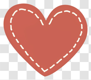 Cartoon - Red Heart With Stitched Border Design Transparent PNG