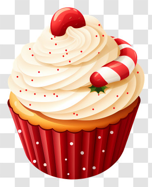 Cupcake - Christmas Cupcake With Candy Cane Decoration Transparent PNG