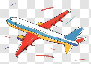 Cartoon Plane - Colorful Cartoon Airplane Doodle Transparent PNG