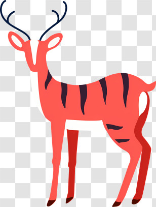 Red Deer - Striped Cartoon Antelope Illustration Transparent PNG