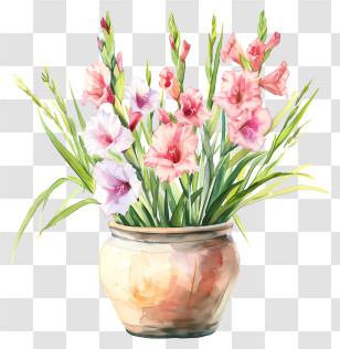 Gladiolus - Potted Blossoming Flowers For Home Decor Transparent PNG