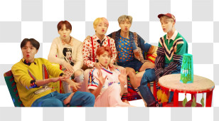 Kpop - Colorful Group Of People Sitting Transparent PNG