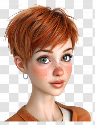 Choppy Very Short Pixie Haircuts - Animated Girl With Red Hair Transparent PNG