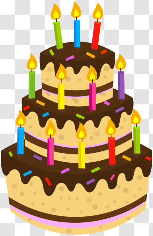 Black Cake - Birthday Cake With Lit Candles Transparent PNG