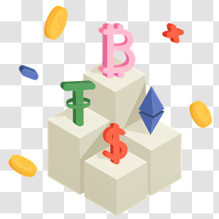 Bitcoin - Cryptocurrency Symbols With Coins Transparent PNG