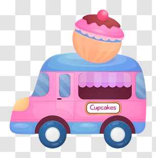 Small Pink Car - Cupcake Food Truck Illustration Transparent PNG