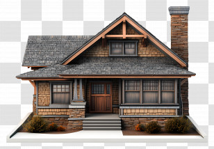 Craftsman Bungalow - Charming House Illustration Transparent PNG