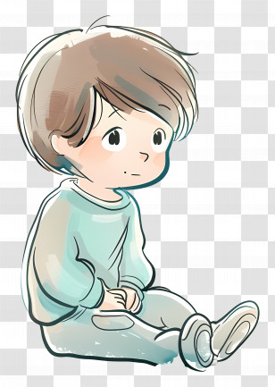 Child - Cartoon Boy Sitting Transparent PNG