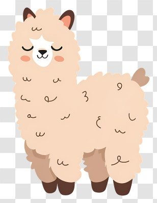 Llama - Cute Cartoon Alpaca With Fluffy Wool Transparent PNG