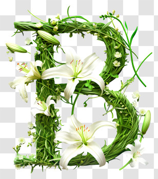 Floral Letter B - Floral Letter B With White Lilies Transparent PNG