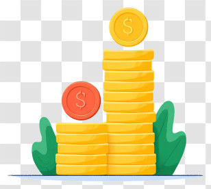 Income Growth Investment - Stack Of Coins Representing Wealth Transparent PNG