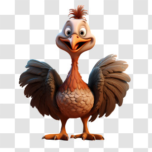 Thanksgiving Turkey - Cheerful Cartoon Bird With Spread Wings Transparent PNG