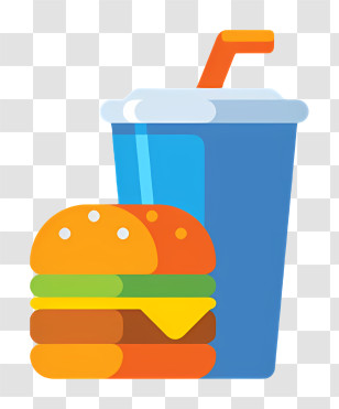 Hamburger - Flat Design Of Burger And Drink Combo Transparent PNG