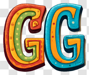 Gg Logo - Playful Colorful GG Letters Transparent PNG