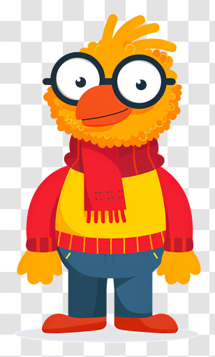 Cartoon Character - Cartoon Bird With Glasses And Scarf Transparent PNG