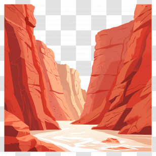 Canyon Background - Red Canyon Landscape With River And Rugged Terrain Transparent PNG
