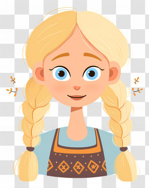 Blonde Girl With Braids - Cartoon Blonde Girl With Braided Hair And Blue Outfit Transparent PNG