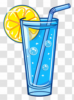 Juice - Refreshing Glass Of Lemonade With Straw Transparent PNG