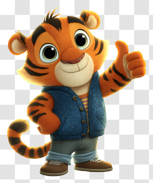 Cute Tiger - Thumbs-up Tiger Kid Character Transparent PNG