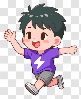 Cartoon Student - Running Child In Cartoon Style Transparent PNG