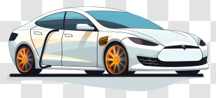 White Car - Modern Electric Car Illustration With Charging Port Transparent PNG