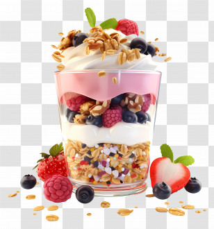 Yogurt Parfait - Colorful Fruit And Yogurt Parfait With Granola Transparent PNG