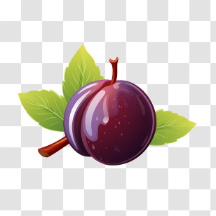 Plum - Purple Plum With Leaves Transparent PNG