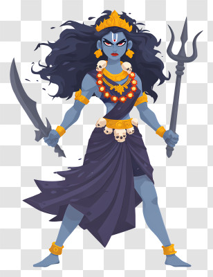 Goddess Kali - Fierce Goddess Kali Illustration Transparent PNG