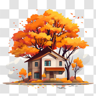 Autumn House
 - Cozy Home Surrounded By Autumn Trees Transparent PNG