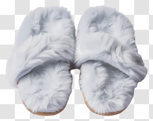 Minimalized Flat Vector Illustrate - White Furry Slippers Transparent PNG
