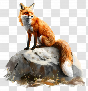Red Fox - Majestic Fox On A Rock Transparent PNG