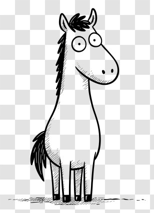 Cute Horse Outline - Cartoon Horse With Big Eyes Transparent PNG