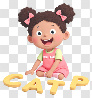 Little Girl - Smiling Toddler Girl With Letters Transparent PNG