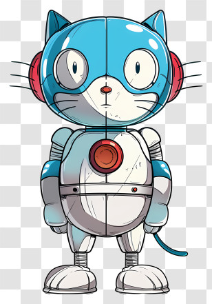 Cat Robot - Robot Cat With Blue Headphones Transparent PNG