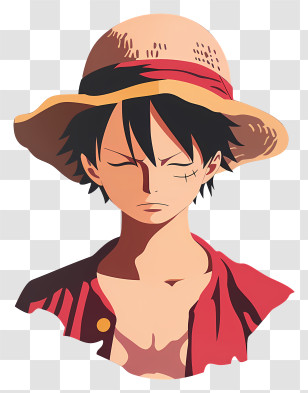 One Piece Luffy - Straw Hat Anime Character In Calm Mood Transparent PNG