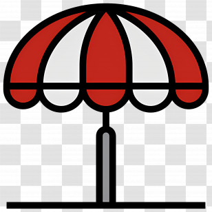 Beach Umbrella - Red And White Striped Umbrella Design Transparent PNG