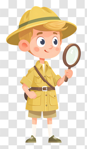 Adventurous Boy - Explorer Boy With Magnifying Glass Transparent PNG