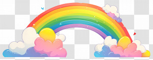 Rainbow With Clouds - Rainbow And Colorful Clouds Illustration Transparent PNG