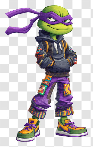 Teenage Mutant Ninja Turtle - Masked Turtle Character In Streetwear Transparent PNG