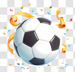 Soccer Ball With Confetti - Soccer Ball With Confetti Celebration Transparent PNG